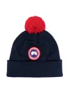 Canada Goose Logo-patch Wool Beanie In Blue
