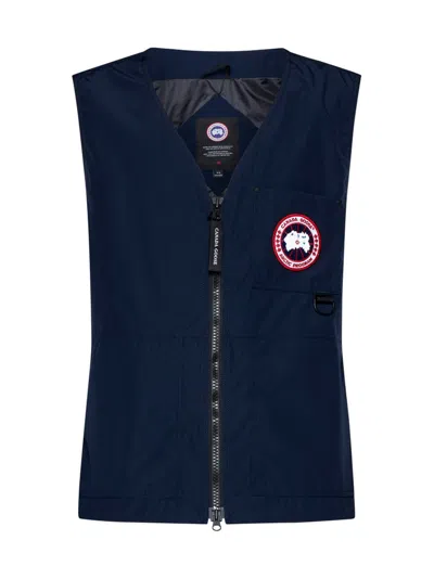 Canada Goose Logo Patch Zipped Vest In Navy