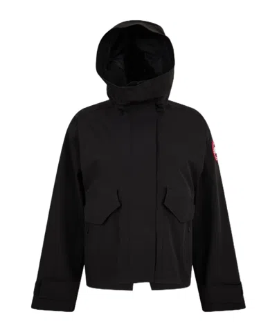 Canada Goose Logo Rain Jacket In Black