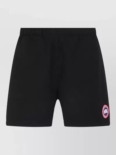 Canada Goose Logo Shorts Elastic Waist Casual Style In Black
