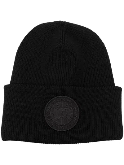 Canada Goose Logo Wool Beanie In Black