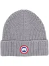 Canada Goose Wool Beanie With Logo And Turn-up Brim In Gray