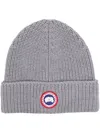 Canada Goose Wool Beanie With Logo And Turn-up Brim In Gray
