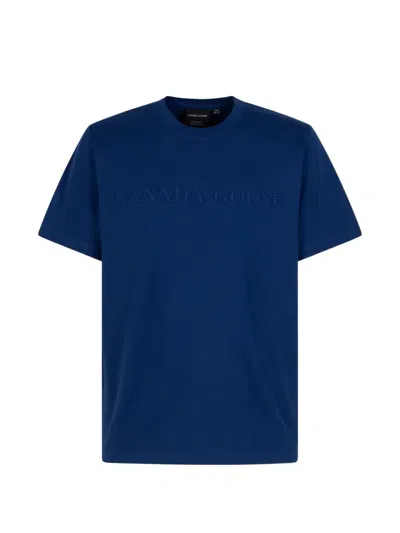 Canada Goose Logo-embroidered Cotton T-shirt In Blue