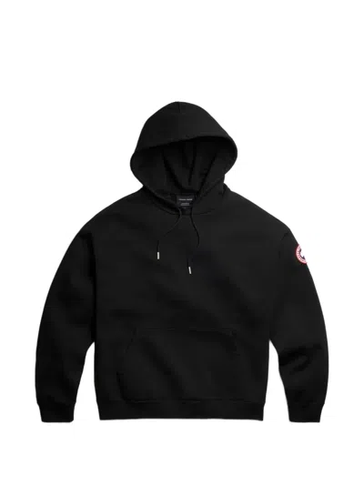 Canada Goose Logo-patch Drawstring Hoodie In Black