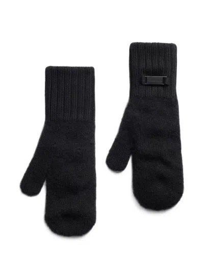 Canada Goose Logo-plaque Knitted Mittens In Black
