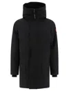 Canada Goose Long Black Coat With High Collar In Black