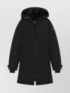 Canada Goose Long Hooded Down Jacket With Adjustable Cuffs In Black