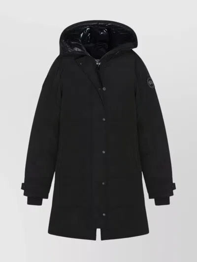 CANADA GOOSE LONG HOODED DOWN JACKET WITH ADJUSTABLE CUFFS