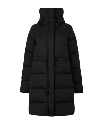 Canada Goose Long Hooded Down Puffer Coat In Black