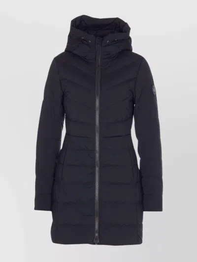 CANADA GOOSE LONG HOODED PADDED JACKET AND POCKETS