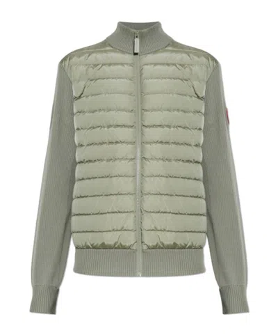 Canada Goose Long-sleeved Paneled Down Jacket In Green
