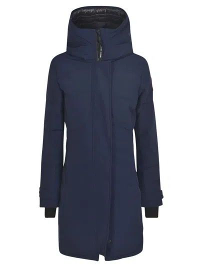 Canada Goose Logo-patch Padded Down Coat In Atlantic Navy