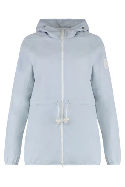 Canada Goose Windbreaker With Adjustable Drawstring Waist And Hood In Blue