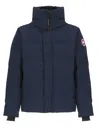 Canada Goose High Collar Padded Jacket With Concealed Zipper In Blue