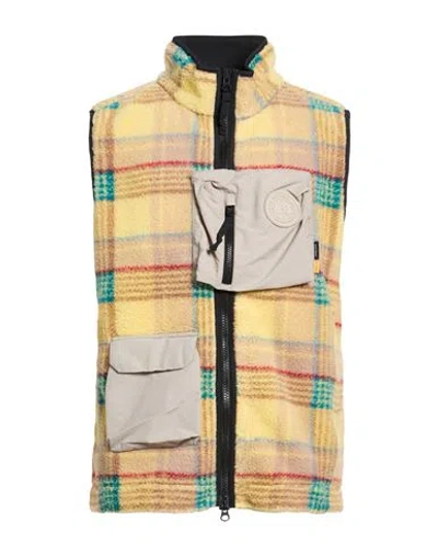 Canada Goose Man Vest Yellow Size M Polyester, Wool In Multi