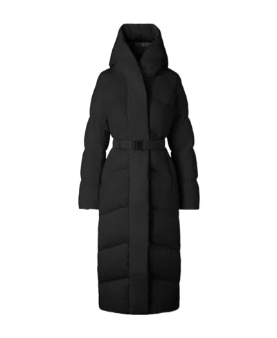 Canada Goose Marlow Belted Puffer Coat In Black