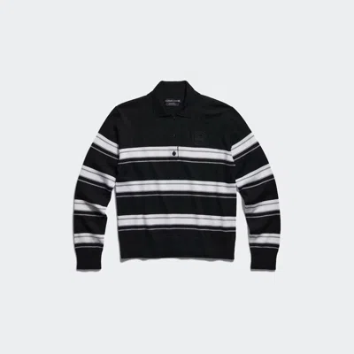 Canada Goose Melrose Striped Knit Long Sleeve Polo In Black