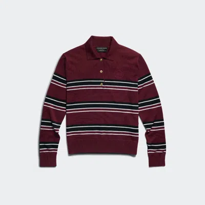 Canada Goose Melrose Striped Knit Long Sleeve Polo In Red