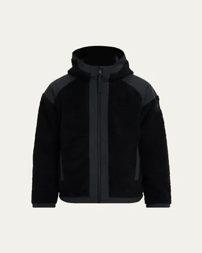 Canada Goose Men's Alberni Reversible Fleece Hooded Bomber Jacket In Black