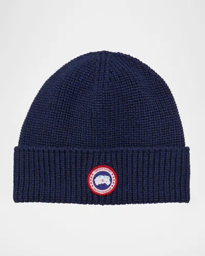 Canada Goose Men & Apos;s Arctic Rib-knit Wool Beanie Hat In Blue
