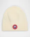 Canada Goose Mens Cottongrass-linaigrette Rib Toque Brand-patch Wool Beanie In Cottongrass