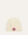 Canada Goose Mens Cottongrass-linaigrette Rib Toque Brand-patch Wool Beanie In Cottongrass