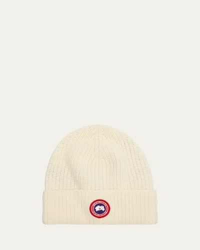 CANADA GOOSE MEN'S ARCTIC RIB-KNIT WOOL BEANIE HAT