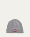 Canada Goose Men's Arctic Rib-knit Wool Beanie Hat In Heather Grey