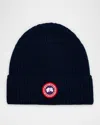 Canada Goose Men's Arctic Rib-knit Wool Beanie Hat In Navy Heather