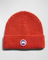 Canada Goose Men's Arctic Rib-knit Wool Beanie Hat In Red