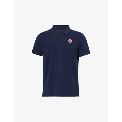 Canada Goose Men Beckley Polo Shirt In Structured Cotton In Blue