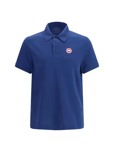 Canada Goose Short Sleeve Cotton Polo Shirt Collar In Blue