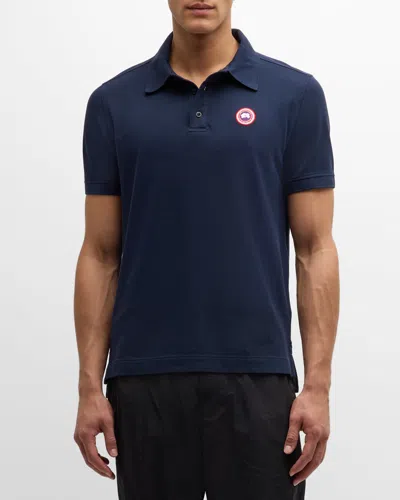 Canada Goose Men Beckley Polo Shirt In Structured Cotton In Blue