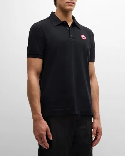Canada Goose Men Beckley Polo Shirt In Structured Cotton In Blue