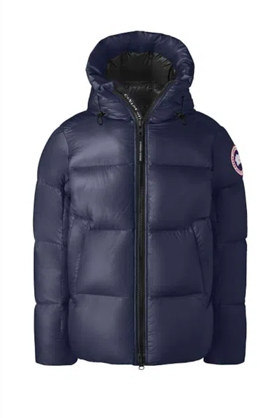 Pre-owned Canada Goose Men's  Crofton Puffer Jacket In Atlantic Navy Blue
