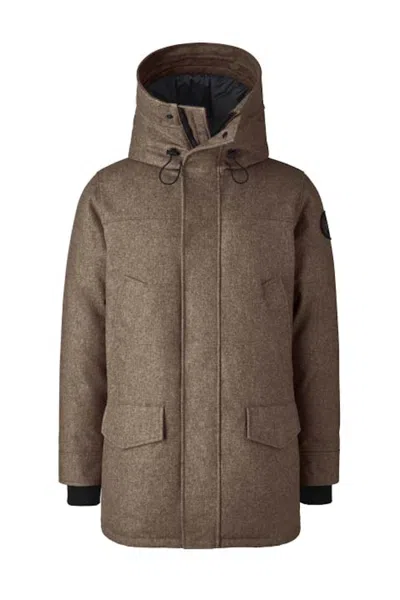 Pre-owned Canada Goose Men's  Langford Wool Parka In Jacket Quicksand Melange In Brown