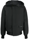 Canada Goose Hooded Bomber Jacket Featuring Front Pockets In Blue