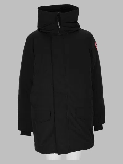 Canada Goose Men's Creased Langford Parka Jacket, Mid-thigh Down-filled Insulated Coat In Black