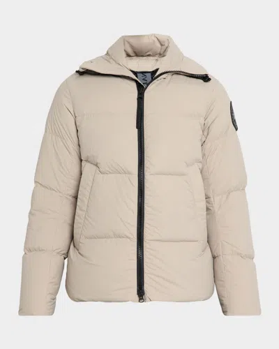 Canada Goose Hooded Puffer Jacket Elastic Cuffs In Neutral