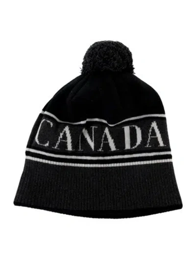 Pre-owned Canada Goose Men's Grey  Pattern Print Wool Blend Knit Hat. W/tags In Gray