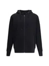 Canada Goose High Collar Black Full-zip Hoodie With Kangaroo Pocket In Blue