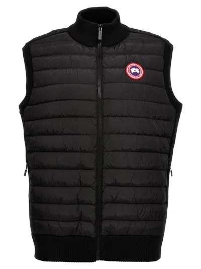 Canada Goose Knit Quilted Ribbed Sleeveless Vest In Black