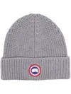 Canada Goose Mens Heather Grey Ribbed Toque Wool Beanie Hat In Gray