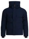 Canada Goose High Collar Padded Jacket With Concealed Zipper In Blue