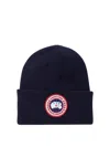 Canada Goose Ribbed Knit Navy Blue Wool Arctic Beanie Hat In Blue