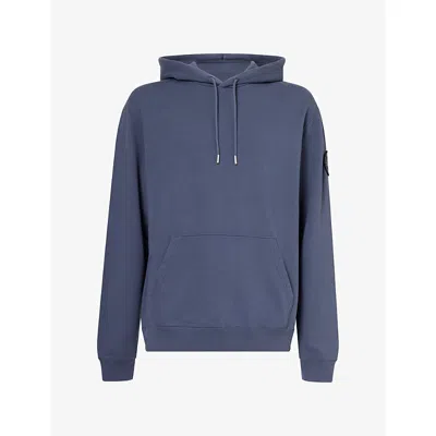 Canada Goose Mens Loon Logo-badge Cotton Hoody Dusk Blue-bleu Xl In Black