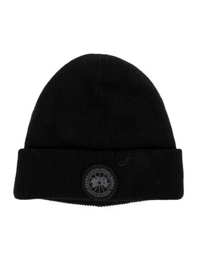 Pre-owned Canada Goose Mens' Merino Wool Beanie In Black