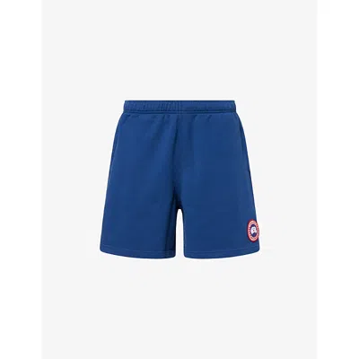 Canada Goose Mens Oxford Navy - Marine Rove Logo-patch Cotton Shorts In Blue