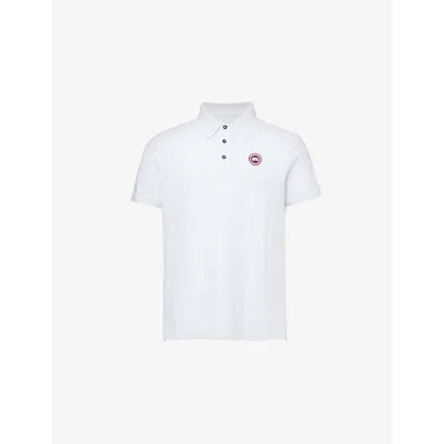 CANADA GOOSE MENS WHITE BECKLEY LOGO-PATCH COTTON POLO SHIRT XL